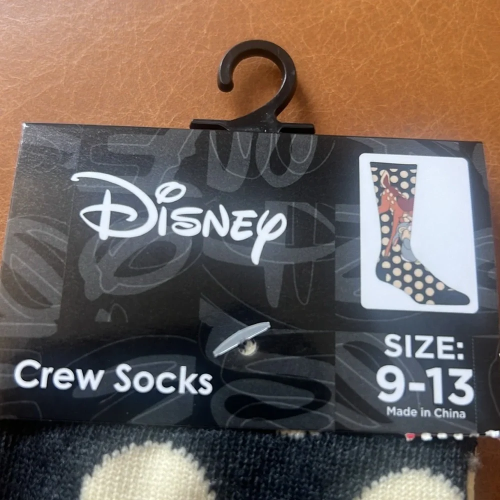 Disney Bambi‎ Crew Socks Grey And Cream Polka Dot New  Men/Women